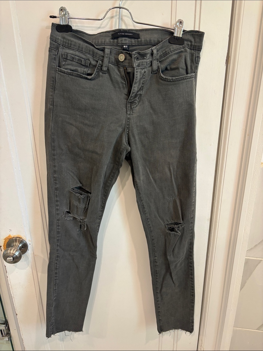 Flying Monkey Dark Green Distressed Skinny Jeans